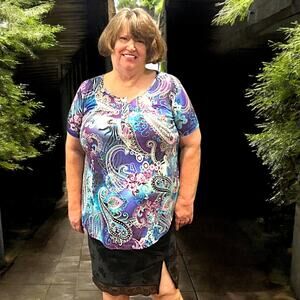 SHEIN Curve Black Velvet Roses Slit Lace Mini Skirt 3XL!